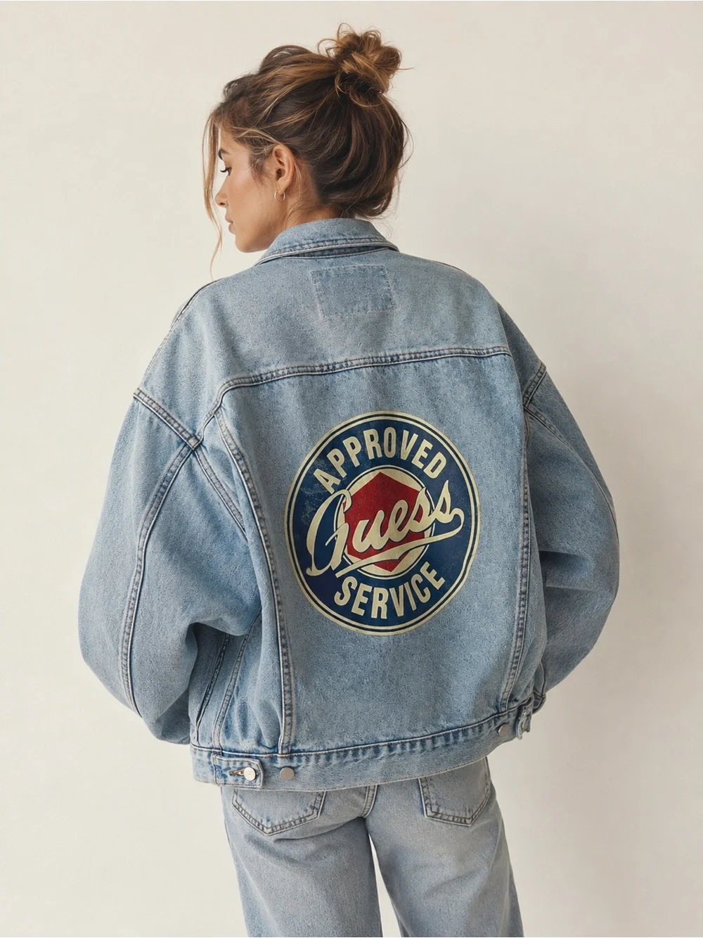 Guess Georges Marciano Womens Vintage Denim Jacket Light Wash Made in USA XL